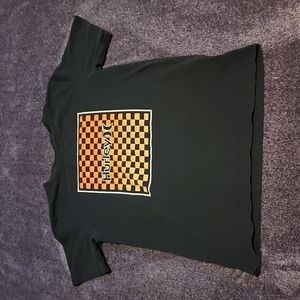 Boys Hurley tshirt black and orange checkered size XL